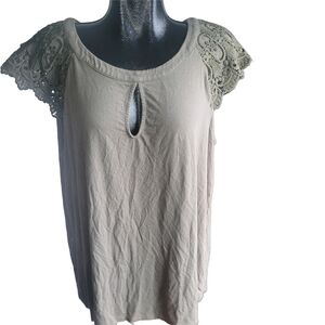 Michel Studio Olive Green Short Sleeve Top 2X